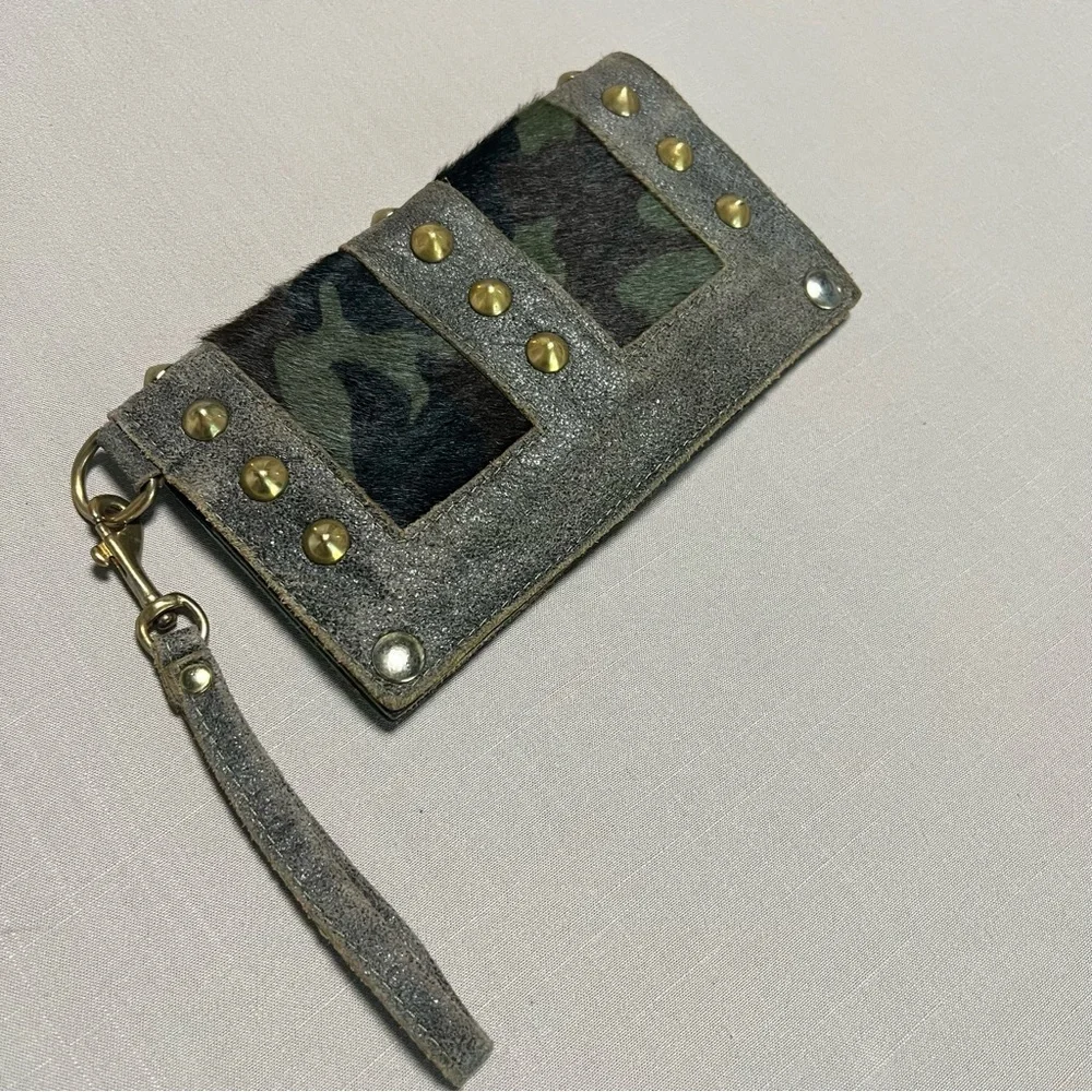 Maya Moon Handmade Recycled Leather Clutch Wallet Wristlet + Card Holder